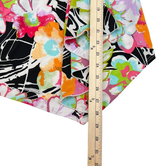 Baranda XL Floral Asymmetrical Hem Sleeveless Top Polyester/Spandex Blend Multic - Picture 4 of 6